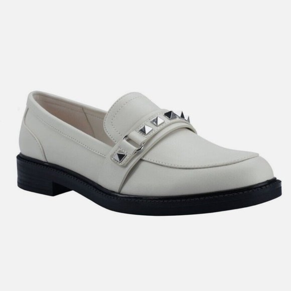 Marc Fisher Shoes - Marc Fisher | White & Silver *Studded* Loafers | Gently Used Condition | 6.5